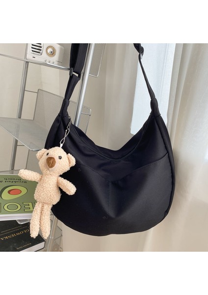 Mavi Withbear Küçük Moda Klasik Basit Askılı Çanta Japon Harajuku Fermuarlı Kadın Çantaları Bayan Naylon Su Geçirmez Tuval Omuz Çantaları Çanta (Yurt Dışından) fırsatları