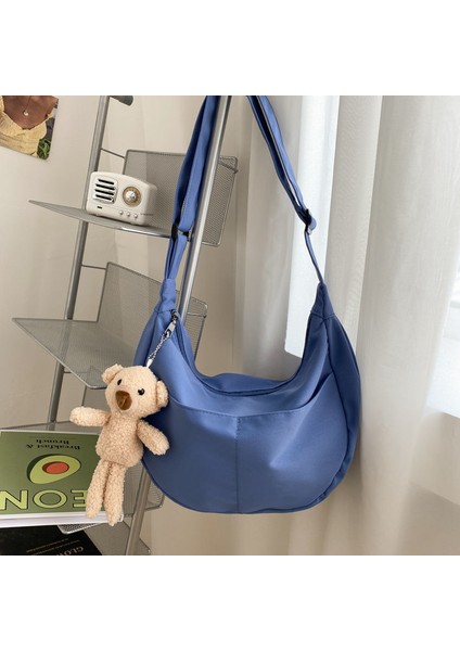 Mavi Withbear Küçük Moda Klasik Basit Askılı Çanta Japon Harajuku Fermuarlı Kadın Çantaları Bayan Naylon Su Geçirmez Tuval Omuz Çantaları Çanta (Yurt Dışından) indirimleri