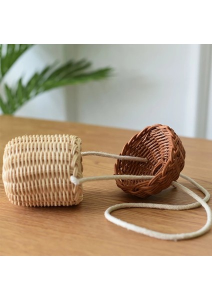 Toprak Sarı Mini Bambu Rattan Çocuklar Kız Için El Dokuması Çanta Palamut Şeklinde Depolama Sepeti Fotoğraf Sahne Rahat Crossbody Omuz Kovası Çanta (Yurt Dışından) fiyatları