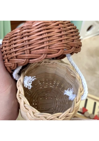 Toprak Sarı Mini Bambu Rattan Çocuklar Kız Için El Dokuması Çanta Palamut Şeklinde Depolama Sepeti Fotoğraf Sahne Rahat Crossbody Omuz Kovası Çanta (Yurt Dışından) modelleri