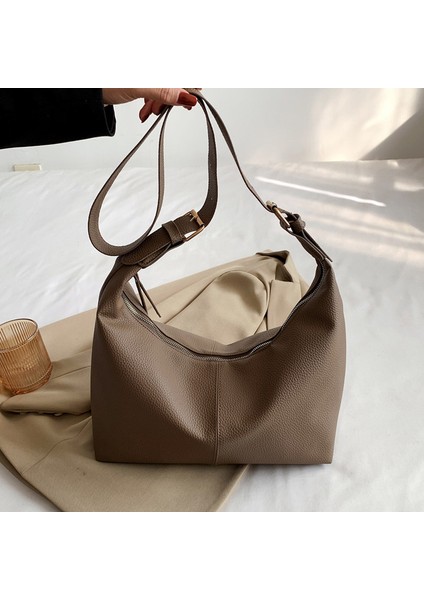 Kahverengi Rahat Büyük Omuz Çantaları Kadınlar Için Yumuşak Pu Deri Crossbody Moda Tasarımcısı Çanta Bayanlar Tote (Yurt Dışından) modelleri