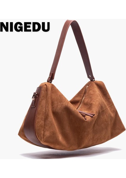 Haki Marka Tasarım Suni Süet Kadın Messenger Crossbody Çanta Geniş Askı Omuz Çantası Bayan Çanta Için Büyük Kapasiteli Bolsos Kılıf Kahverengi (Yurt Dışından) fiyatları
