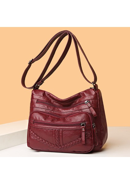 Kadınlar Için Kırmızı 2022 Yeni Lüks Çanta Omuzdan Askili Çanta Kadın Günlük Alışveriş Çantası Hobo Yumuşak Pu Deri Bayanlar Crossbody Askılı Çanta Kesesi (Yurt Dışından)