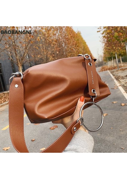 Auburn Vintage Pu Deri Omuz Çantası Kadınlar Için Marka Geniş Kemer Tasarımcı Bayanlar Çanta Zincir Kadın Eğilim Askılı Çanta (Yurt Dışından) fiyatları