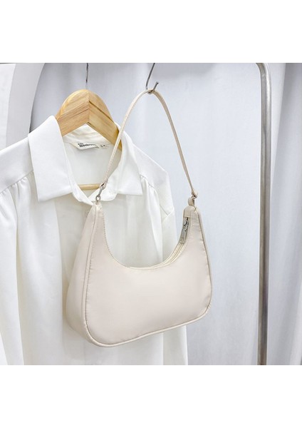 Mavi Kadın Naylon Omuz Çantası Tote Casual Düz Renk Çanta Casual Organizatörler Kadın Moda Kese Çantalar Malzemeleri Beyaz (Yurt Dışından) modelleri