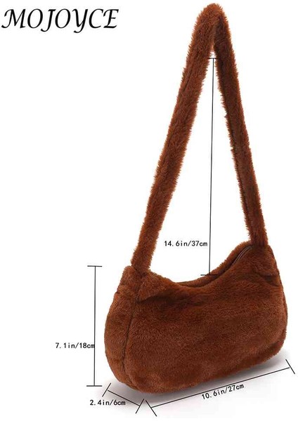 Kahverengi Peluş Koltukaltı Çantaları Rahat Sonbahar Kış Kabarık Bez Çantalar Taşınabilir Moda Aşk Kalp Baskılı Yumuşak Sokak Seyahati Için Sıcak (Yurt Dışından) indirimleri