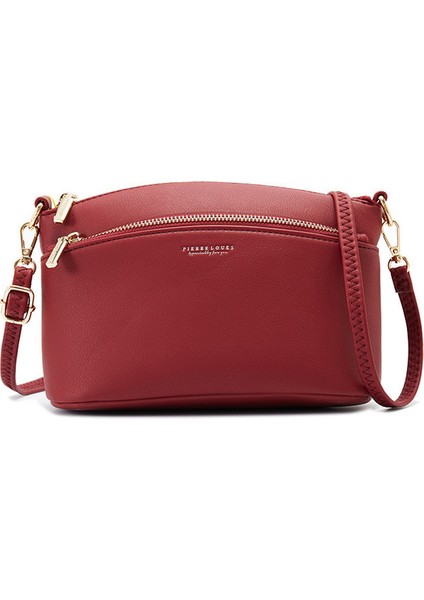 Şarap Kırmızısı Iki Kemer Hobos Kadınlar Için Crossbody Çanta Yumuşak Sentetik Deri Askılı Çanta Omuz Bayanlar Sac Bolsa Kadın Marka Kadın Çantası (Yurt Dışından)