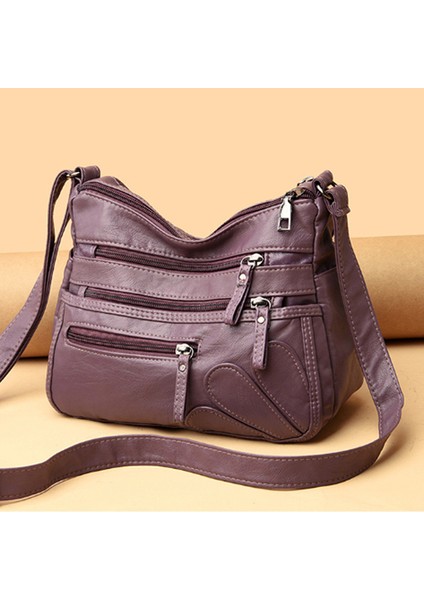 Mor Kadın Çantaları Omuz Çantası Yıkanmış Deri Çantalar Vintage Omuz Crossbody Yeni Trend Klasik Messenger Paketi Kahverengi Retro Hobos (Yurt Dışından) modelleri