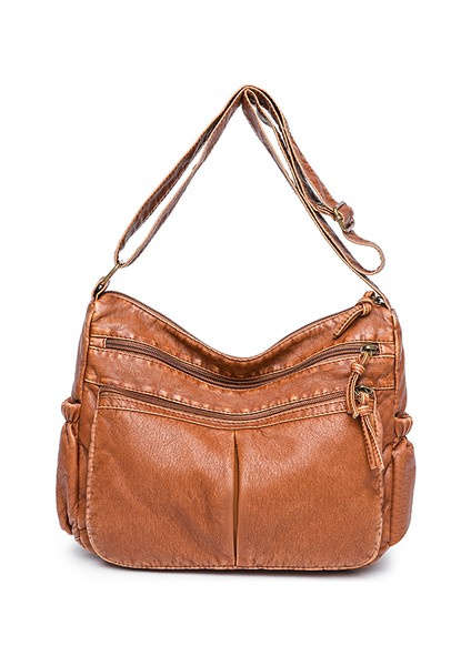 Auburn Kadın Çantası Siyah Kadın Postacı Çantası Yumuşak Yıkanmış Pu Deri Crossbody Çanta Kadın Çanta Vintage Omuz Hobos Tasarımcı (Yurt Dışından)