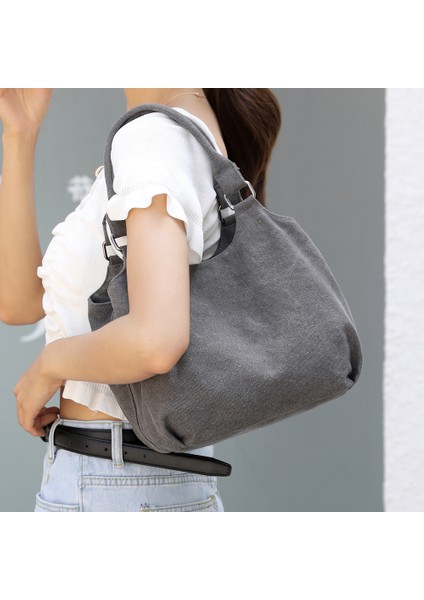 Siyah Zarif Bayanlar Hobo Omuz Çantası Kadın Çanta Kanvas Üstten Saplı Çanta Messenger Çanta Kadın Kanvas Crossbody Çanta Kılıf (Yurt Dışından)