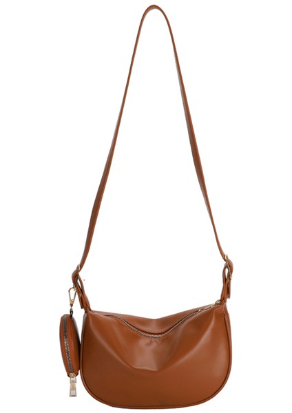 Kahverengi Kadın Postacı Çantaları Pu Deri Basit Omuz Çantaları Tasarımcı Crossbody Çanta Sling Katı Çanta ile Seyahat Için (Yurt Dışından)
