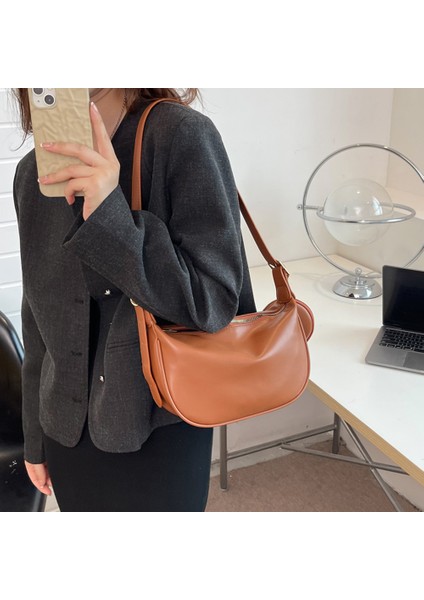 Kahverengi Kadın Postacı Çantaları Pu Deri Basit Omuz Çantaları Tasarımcı Crossbody Çanta Sling Katı Çanta ile Seyahat Için (Yurt Dışından) fırsatları