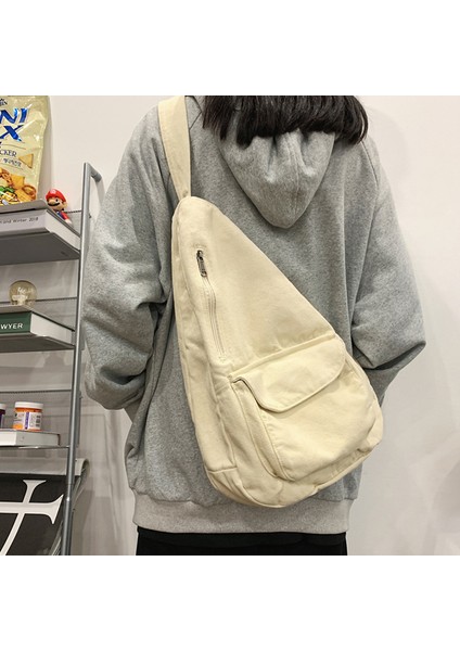 Kahverengi 2023 Kadın Omuz Askılı Çanta Tuval Crossbody Yeni Trend Moda Kadın Çantası Düz Renk Yüksek Kaliteli Bayanlar Göğüs Çantası (Yurt Dışından)