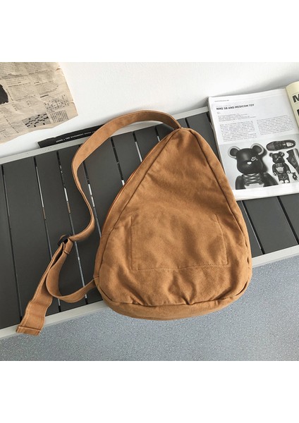 Kahverengi 2023 Kadın Omuz Askılı Çanta Tuval Crossbody Yeni Trend Moda Kadın Çantası Düz Renk Yüksek Kaliteli Bayanlar Göğüs Çantası (Yurt Dışından)
