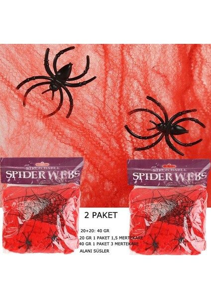 Halloween Suni Pamuk Red Kırmızı Renk Örümcek Ağı Seti 40 gr fiyatları