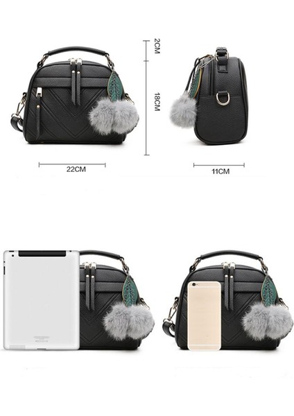 E Siyah Pu Deri Çanta Kadınlar Için Kız Püskül Postacı Çantası Topu ile Bolsa Kadın Omuz Çantaları Moda Bayanlar Parti Crossby Çanta (Yurt Dışından) fırsatları