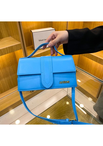 Gök Mavisi Jacquems Çanta Hakiki Deri Çanta 2023 Trendi Birinci Sınıf Marka Çantalar Lüks Tasarımcı Crossbody Bez Çantalar Kadın Omuz Çantası (Yurt Dışından)