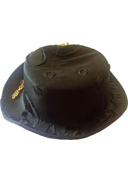 İskeletElli Punk Goth Steampunk Keçe Halloween Şapkası Siyah Renk 1 Adet fırsatları