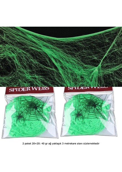 Halloween Suni Pamuk Green Yeşil Renk Örümcek Ağı Seti 40 gr modelleri