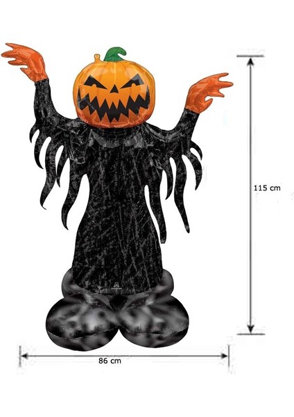 Halloween Korkuluklu ve Hayaletli Balkabağı Mega Folyo Balon 2 Adet modelleri