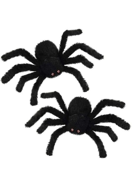 Halloween 30 cm Peluş Siyah Renk Esnek Ayaklı Örümcek Dekor 2 Adet modelleri
