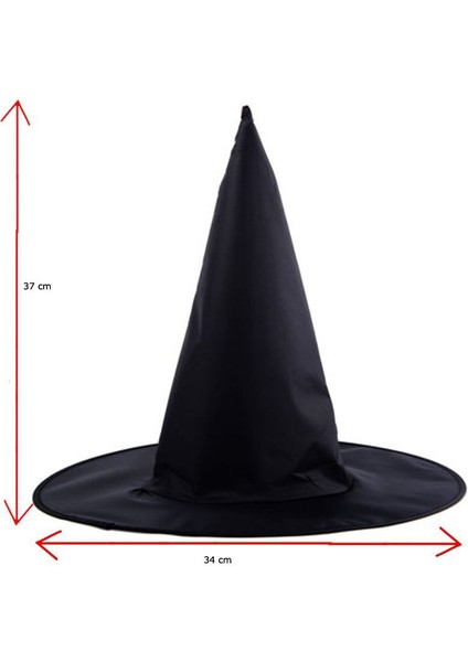 Halloween Siyah Renk Dralon Kumaş Cadı Şapkası Yetişkin Çocuk Uyumlu 6 Adet modelleri