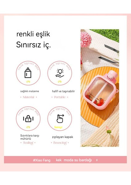 Büyük Kapasiteli Su Bardağı, Sevimli, Taşınabilir, Kare, Eğik Su Şişesi, Yaz Çocuk Uzay Bardağı (Yurt Dışından) fırsatları