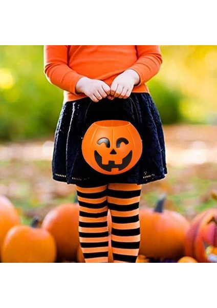 Halloween Saplı Balkabağı Plastik Şeker Toplama Kovası Büyük 17X14 cm 1 Adet fiyatları