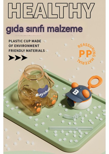 Çocuk Sevimli Ayı Plastik Su Bardağı, Kolu Taşınabilir Açık Çocuk Bardağı, Çocuk Hediyesi Saman Bardak (Yurt Dışından)