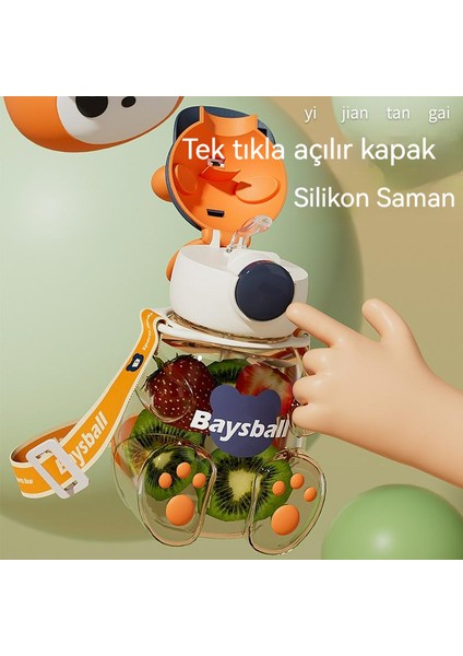 Çocuk Sevimli Ayı Plastik Su Bardağı, Kolu Taşınabilir Açık Çocuk Bardağı, Çocuk Hediyesi Saman Bardak (Yurt Dışından)
