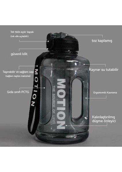 1.5l Büyük Kapasiteli Spor Su Şişesi, Taşınabilir Uzay Bardağı, Anti-Düşme Plastik Şişeler (Yurt Dışından) fiyatları