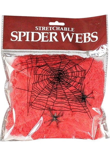 5 Paket Halloween Cadılar Bayramı Için Kırmızı Renk Örümcek Ağı Seti 20 gr modelleri