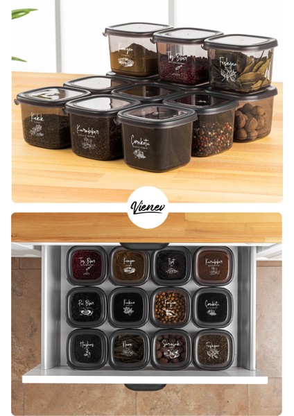 Etiketli 15'li Süper Set Baharat Saklama Kabı Seti 5x(0,40 0,45 0,55) fırsatları