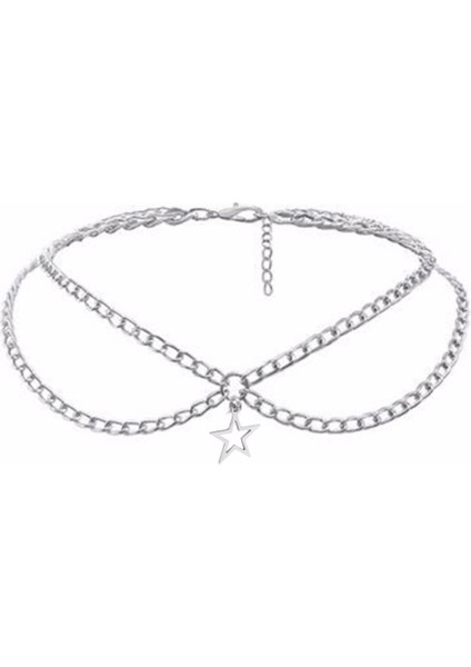 Yıldız Sallantılı Zincir Choker Kolye