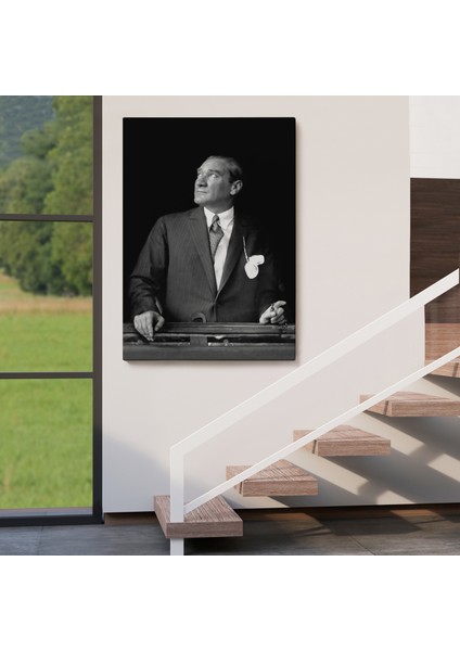 Atatürk Portre Tablosu Mustafa Kemal Atatürk Dikdörtgen Dekoratif Kanvas Tablo-Dı-86