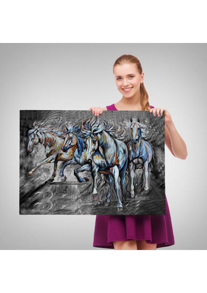 Koşan Atlar Dekoratif Duvar TABLOSU-3468 fırsatları