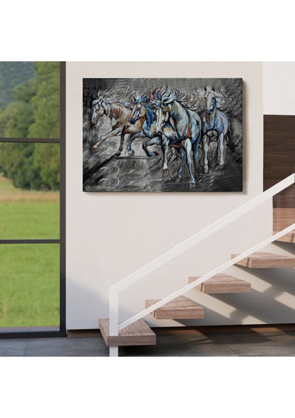 Koşan Atlar Dekoratif Duvar TABLOSU-3468 indirimleri