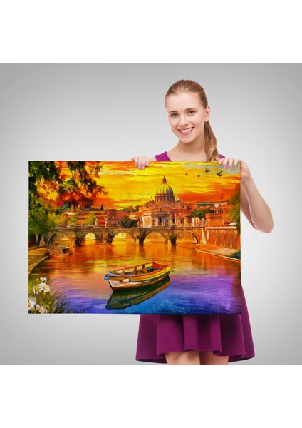 Italya'daki Aziz Petrus Katedrali ve Tiber Nehri TABLOSU-3544 fırsatları