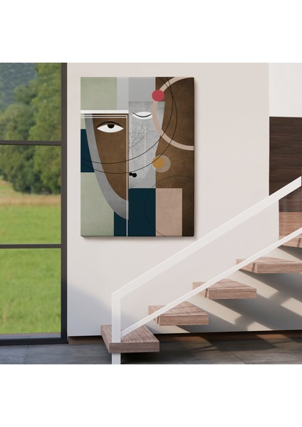 Modern Soyut Geometri El Boyaması Güzel Yüz Kanvas Duvar TABLOSU-5112 fırsatları