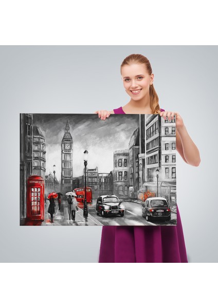 Ingiltere Londra Yağlıboya Görünüm Dekoratif TABLO-3543 fırsatları