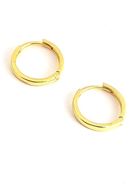 925ayar Gümüş Üzerine Altın Kaplama Bombeli Halka Küpe