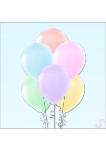 12,5 cm Makaron Çok Renkli Balon - 10 Adet