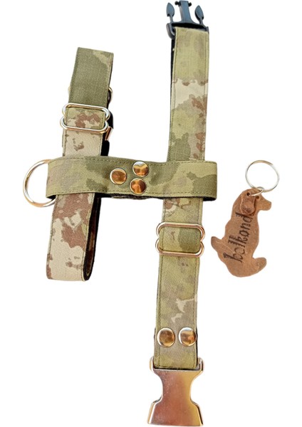 Köpek göğüs tasması minik ırk kamuflaj kumaş H tipi göğüs ölçüsü:25-40cm ayarlamalı boyun ölçüsü:20-36cm dog harness GT4-9