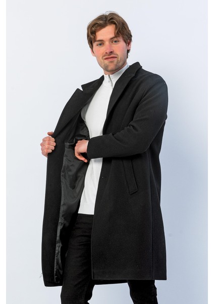 Erkek Regular Fit Düğmeli Cepli Kışlık Astarlı Klasik Uzun Kaşe Kaban modelleri