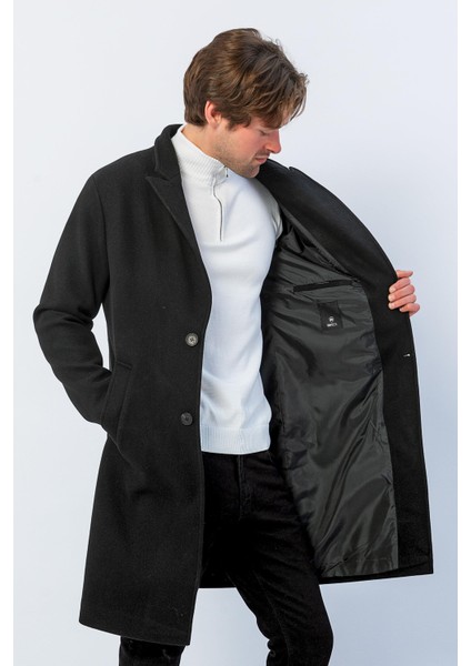 Erkek Regular Fit Düğmeli Cepli Kışlık Astarlı Klasik Uzun Kaşe Kaban indirimleri