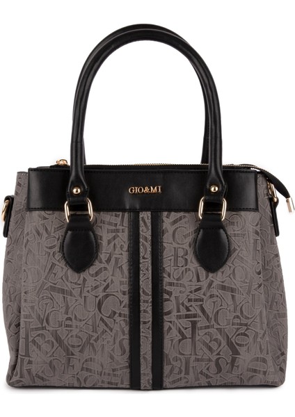 Elvin El ve Omuz Çantası Yazılı Gri