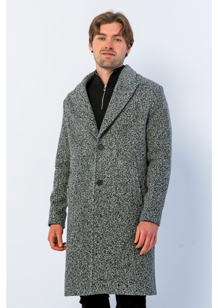 Erkek Regular Fit Düğmeli Cepli Kışlık Astarlı Klasik Uzun Kaşe Kaban