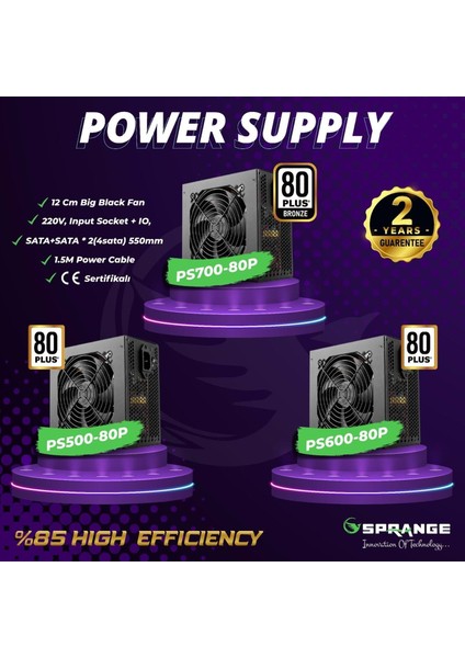 PS500-80P 500W 80 Plus Bronze Gamer 12CM Geniş Fan Power Supply indirimleri
