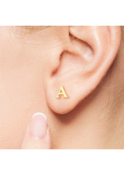 14 Ayar Altın A Harf Küpe 0,45 gr indirimleri