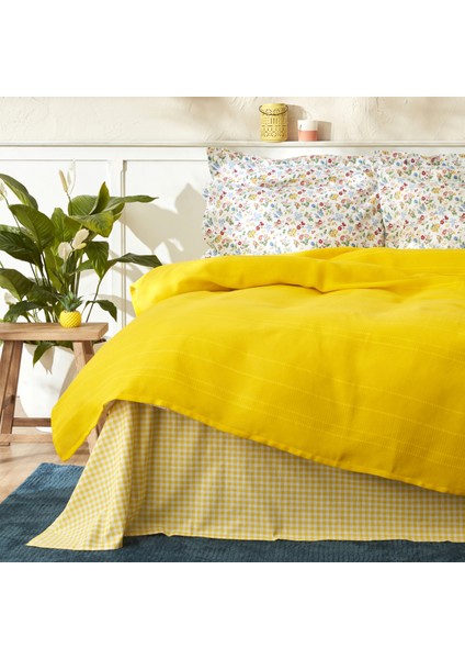 Noya %100 Pamuk Çift Kişilik Pike Takımı Sarı modelleri